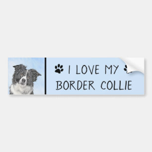 Border Collie Painting - Niedliche Original Dog Ar Autoaufkleber