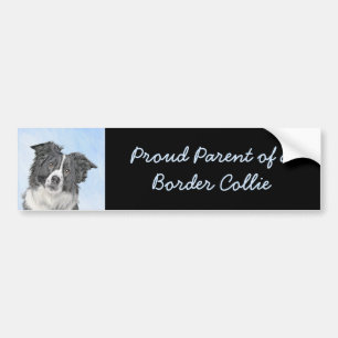 Border Collie Painting - Niedliche Original Dog Ar Autoaufkleber