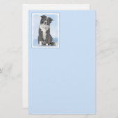 Border Collie Painting - Niedliche Original Dog Ar Briefpapier (Vorne/Hinten)