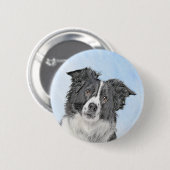 Border Collie Painting - Niedliche Original Dog Ar Button (Vorne & Hinten)