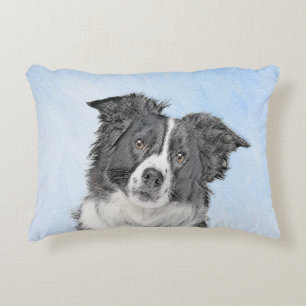 Border Collie Painting - Niedliche Original Dog Ar Dekokissen