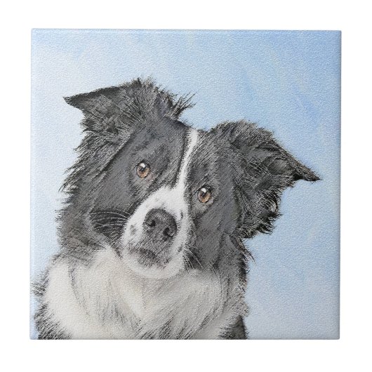 Border Collie Painting - Niedliche Original Dog Ar Fliese (Vorderseite)