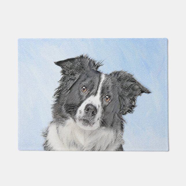 Border Collie Painting - Niedliche Original Dog Ar Fußmatte (Vorderseite)