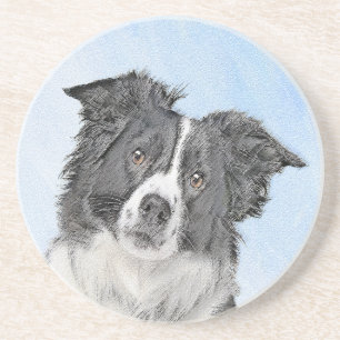 Border Collie Painting - Niedliche Original Dog Ar Getränkeuntersetzer