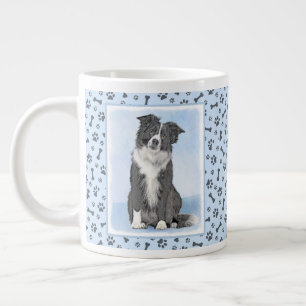 Border Collie Painting - Niedliche Original Dog Ar Jumbo-Tasse