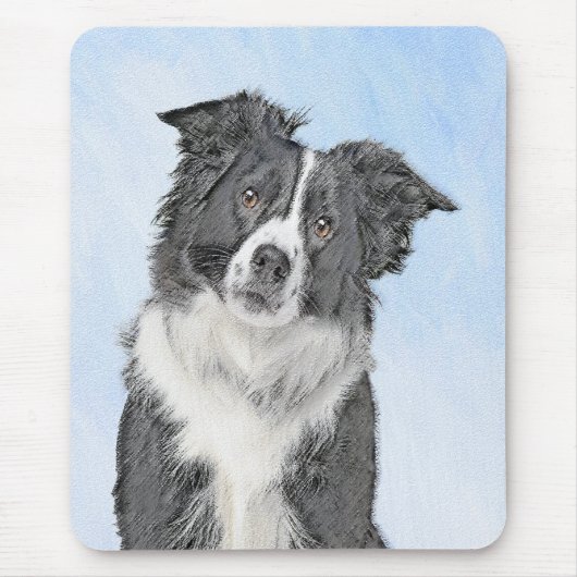 Border Collie Painting - Niedliche Original Dog Ar Mousepad (Vorne)
