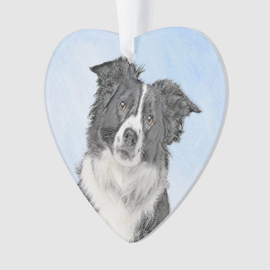 Border Collie Painting - Niedliche Original Dog Ar Ornament (Vorderseite)