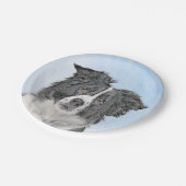 Border Collie Painting - Niedliche Original Dog Ar Pappteller (Schrägansicht)