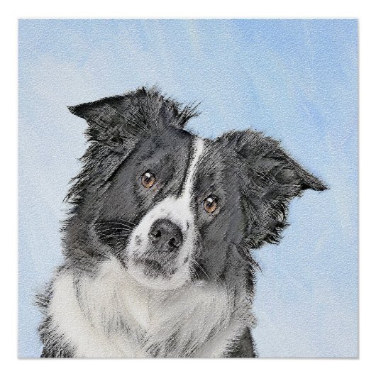Border Collie Painting - Niedliche Original Dog Ar Poster (Vorderseite)