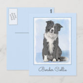Border Collie Painting - Niedliche Original Dog Ar Postkarte (Vorne/Hinten)