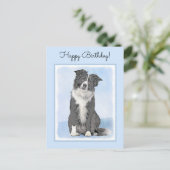Border Collie Painting - Niedliche Original Dog Ar Postkarte (Stehend Vorderseite)