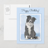 Border Collie Painting - Niedliche Original Dog Ar Postkarte (Vorne/Hinten)