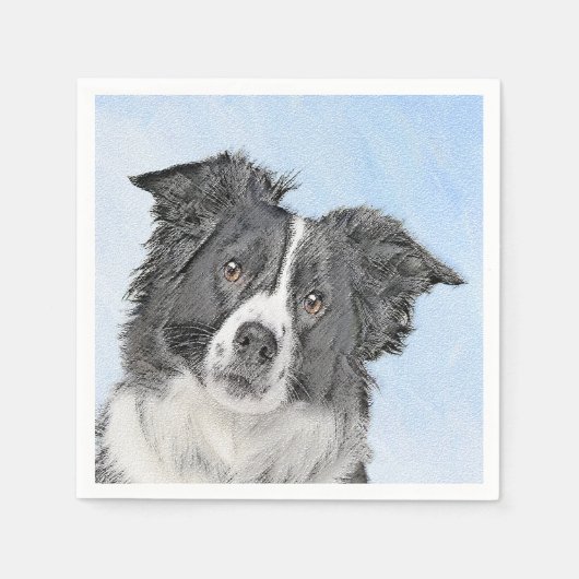 Border Collie Painting - Niedliche Original Dog Ar Serviette (Vorderseite)