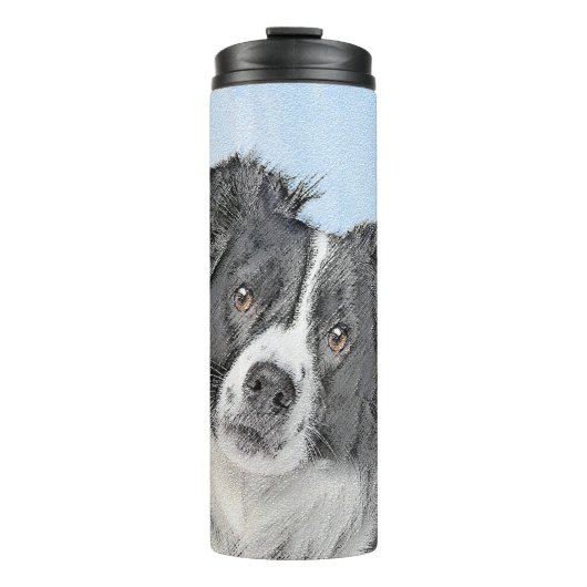 Border Collie Painting - Niedliche Original Dog Ar Thermosbecher (Vorderseite)