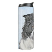 Border Collie Painting - Niedliche Original Dog Ar Thermosbecher (Nach links gedreht)
