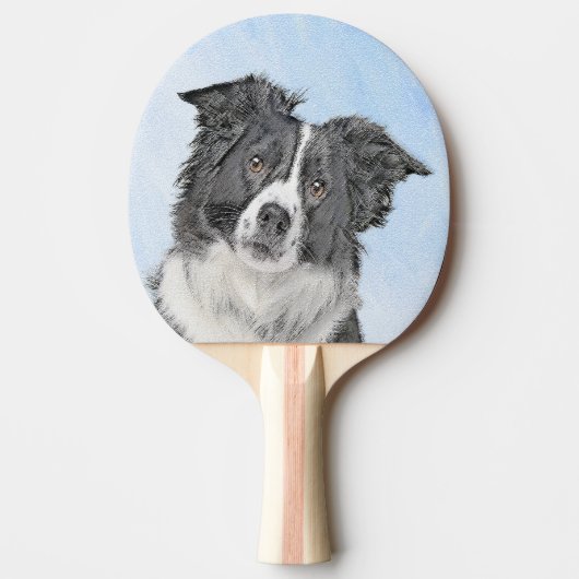 Border Collie Painting - Niedliche Original Dog Ar Tischtennis Schläger (Vorderseite)