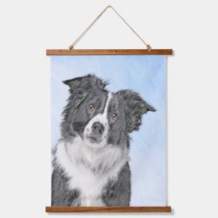 Border Collie Painting - Niedliche Original Dog Ar Wandteppich Mit Holzrahmen