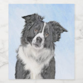 Border Collie Painting - Niedliche Original Dog Ar Weinetikett (Einzelnes Label)