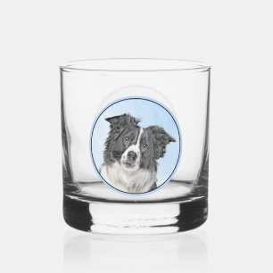 Border Collie Painting - Niedliche Original Dog Ar Whiskyglas
