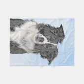 Border Collie Painting - Niedliche Original Hunde Fleecedecke (Vorderseite (Horizontal))