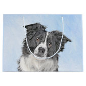 Border Collie Painting - Niedliche Original Hunde  Große Geschenktüte (Vorderseite)