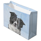 Border Collie Painting - Niedliche Original Hunde  Große Geschenktüte (Vorderseite Schrägansicht)