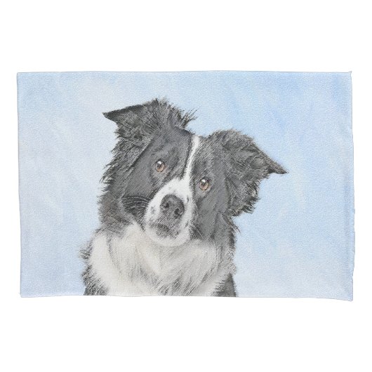 Border Collie Painting - Niedliche Original Hunde  Kissenbezug (Vorderseite)