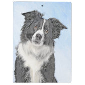 Border Collie Painting - Niedliche Original Hunde Klemmbrett (Rückseite)