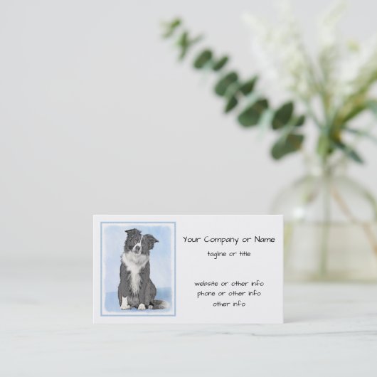 Border Collie Painting - Niedliche Original Hunde Visitenkarte (Stehend Vorderseite)