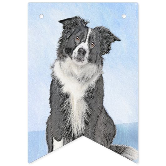 Border Collie Painting - Niedliche Original Hunde Wimpelkette (Zweite Fahne)