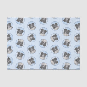 Border Collie Painting Rough Black & White Dog Art Seidenpapier