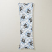 Border Collie Painting Rough Black & White Dog Art Seitenschläferkissen (Vorderseite Vertikal)