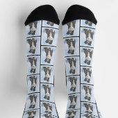 Border Collie Painting Rough Black & White Dog Art Socken (Oben)