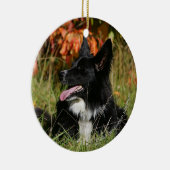 Border Collie Panting Down Keramikornament (Rechts)