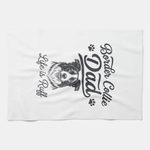 Border Collie Papa Leben ist hart Vintage-Shirt-De Geschirrtuch