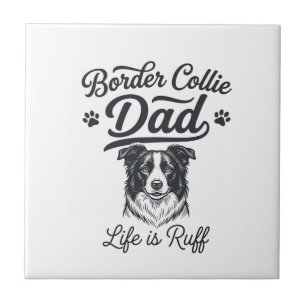 Border Collie Papa Leben ist rau Vintage-Shirt-Des Fliese