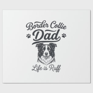 Border Collie Papa Leben ist rau Vintage-Shirt-Des Geschenkpapier