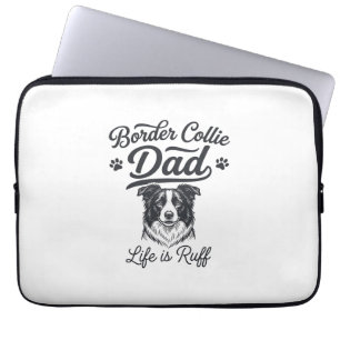 Border Collie Papa Leben ist rau Vintage-Shirt-Des Laptopschutzhülle
