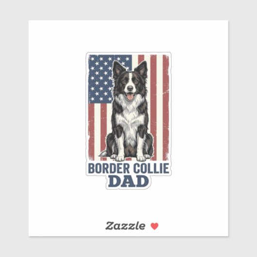 Border Collie Papa Patriotisches Vintage-Hund-Shir Aufkleber (Blatt)