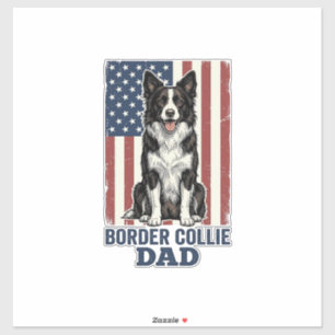 Border Collie Papa Patriotisches Vintage-Hund-Shir Aufkleber