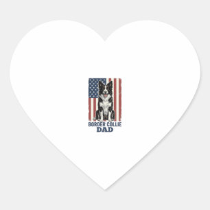 Border Collie Papa Patriotisches Vintage-Hund-Shir Herz-Aufkleber