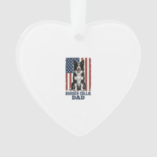 Border Collie Papa Patriotisches Vintage-Hund-Shir Ornament