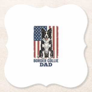Border Collie Papa Patriotisches Vintage-Hund-Shir Untersetzer