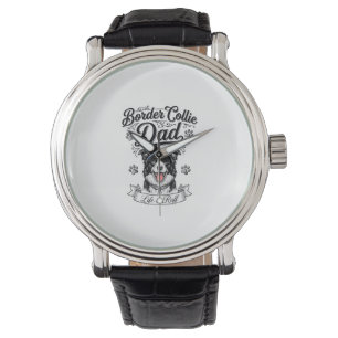 Border Collie Papa Vintage Gravur Hund Shirt Desi Armbanduhr