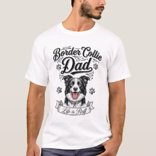 Border Collie Papa Vintage Gravur Hund Shirt Desig