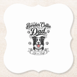 Border Collie Papa Vintage Gravur Hund Shirt Desig Untersetzer