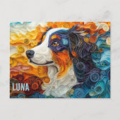 Border Collie Paper Quilling Art Dog Portrait Postkarte (Vorderseite)