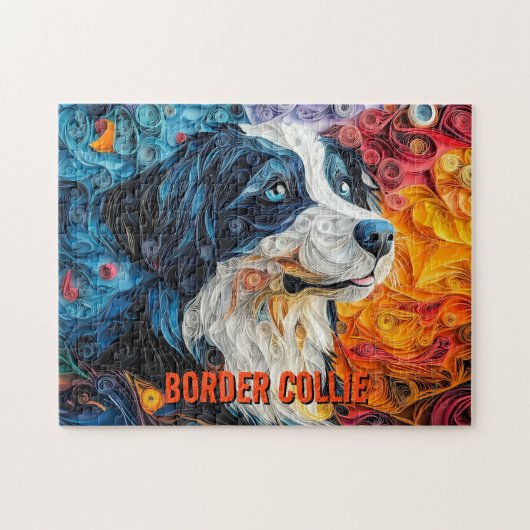 Border Collie Paper Quilling Art Dog Portrait Puzzle (Horizontal)