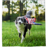 Border Collie Patriotic Dog Duschvorhang (Vorderseite)