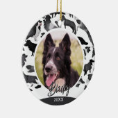 Border Collie Pattern Dog Name Foto Weihnachten Keramik Ornament (Rechts)